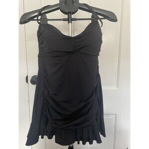 Apt.9 One Piece Swimsuit Black 1X With Neck Strap